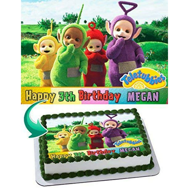 Teletubbies Design Icing or Wafer paper Toppers for large Cake VARIOUS SIZES